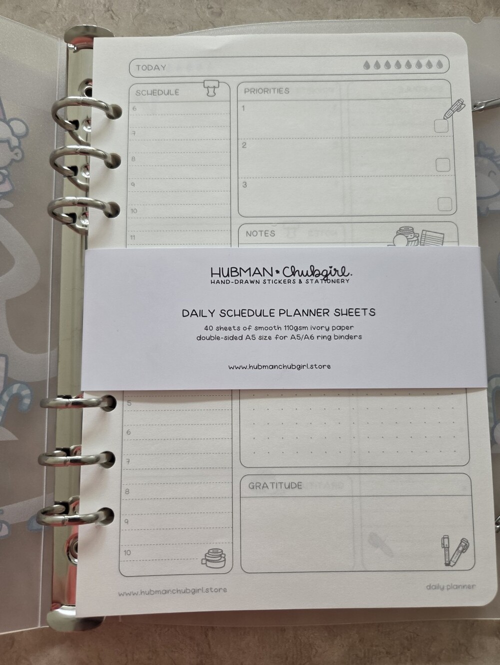 Hubman & Chubman Binder with Daily/Weekly Planner Sheets & Keychain